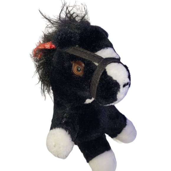 Unknown Toys Plush Little Black White 8 Horse Leather Eyelids